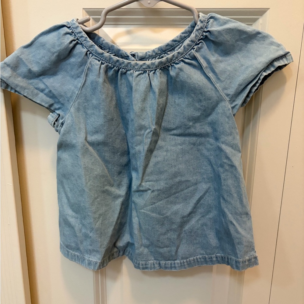 Old Navy Light Blue Chambray Off-Shoulder Top - Girls